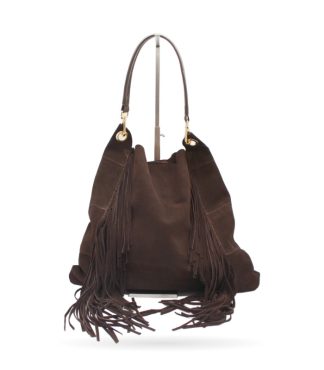 Bolso de ante con flecos · Chocolate