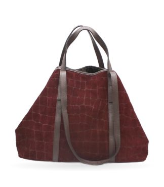 Bolso Shopper Ante Grabado · Burdeos